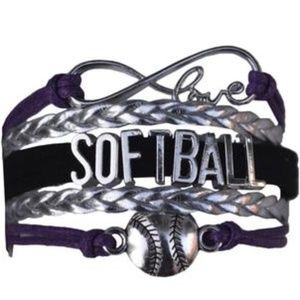 Girls Softball Bracelet - Purple & Black